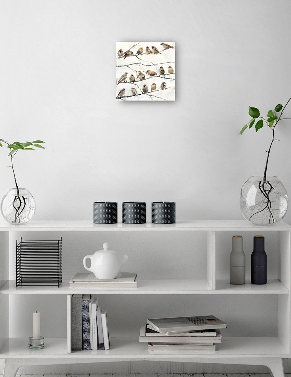 Cuadro decorativo Pájaros Del Mismo Plumaje técnica mixta Aves Silvestres 2
