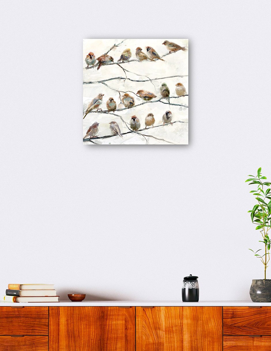 Cuadro decorativo Pájaros Del Mismo Plumaje técnica mixta Aves Silvestres 6