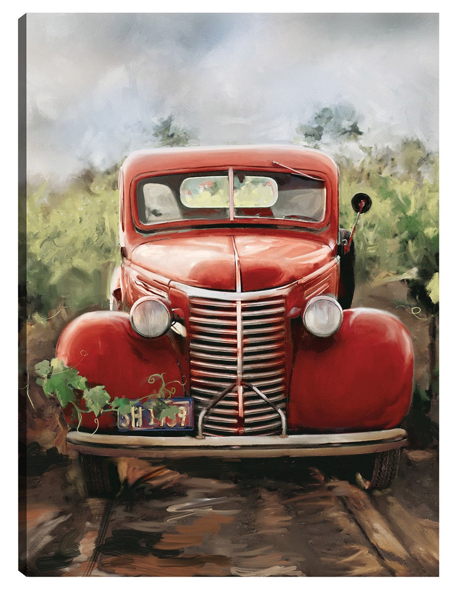 Cuadro decorativo Pequeño Camión Rojo técnica mixta Campos