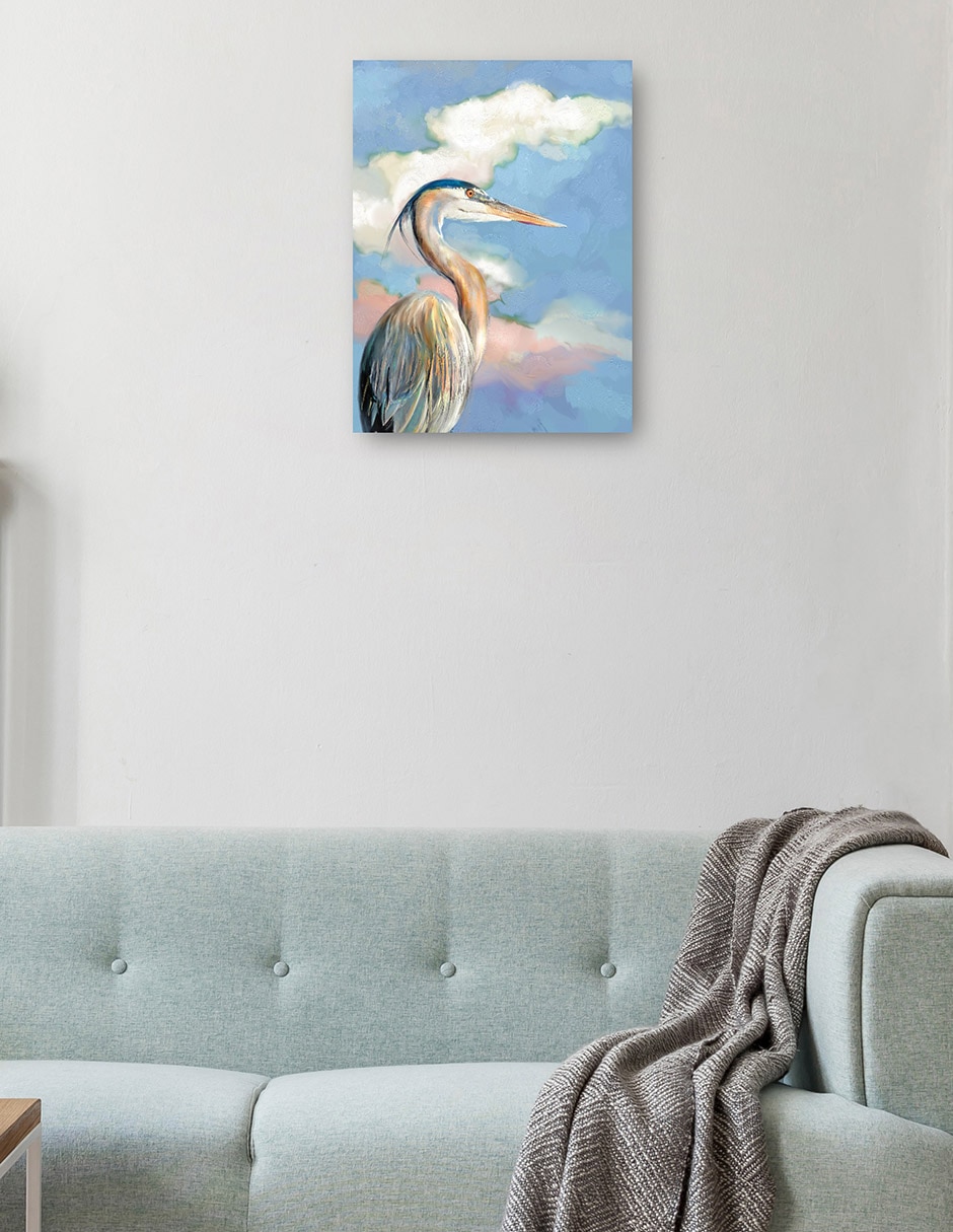 Cuadro decorativo Retrato De Garza técnica mixta Aves Silvestres 2