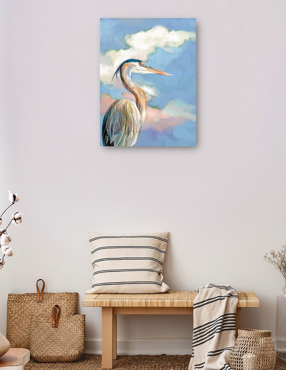 Cuadro decorativo Retrato De Garza técnica mixta Aves Silvestres 3