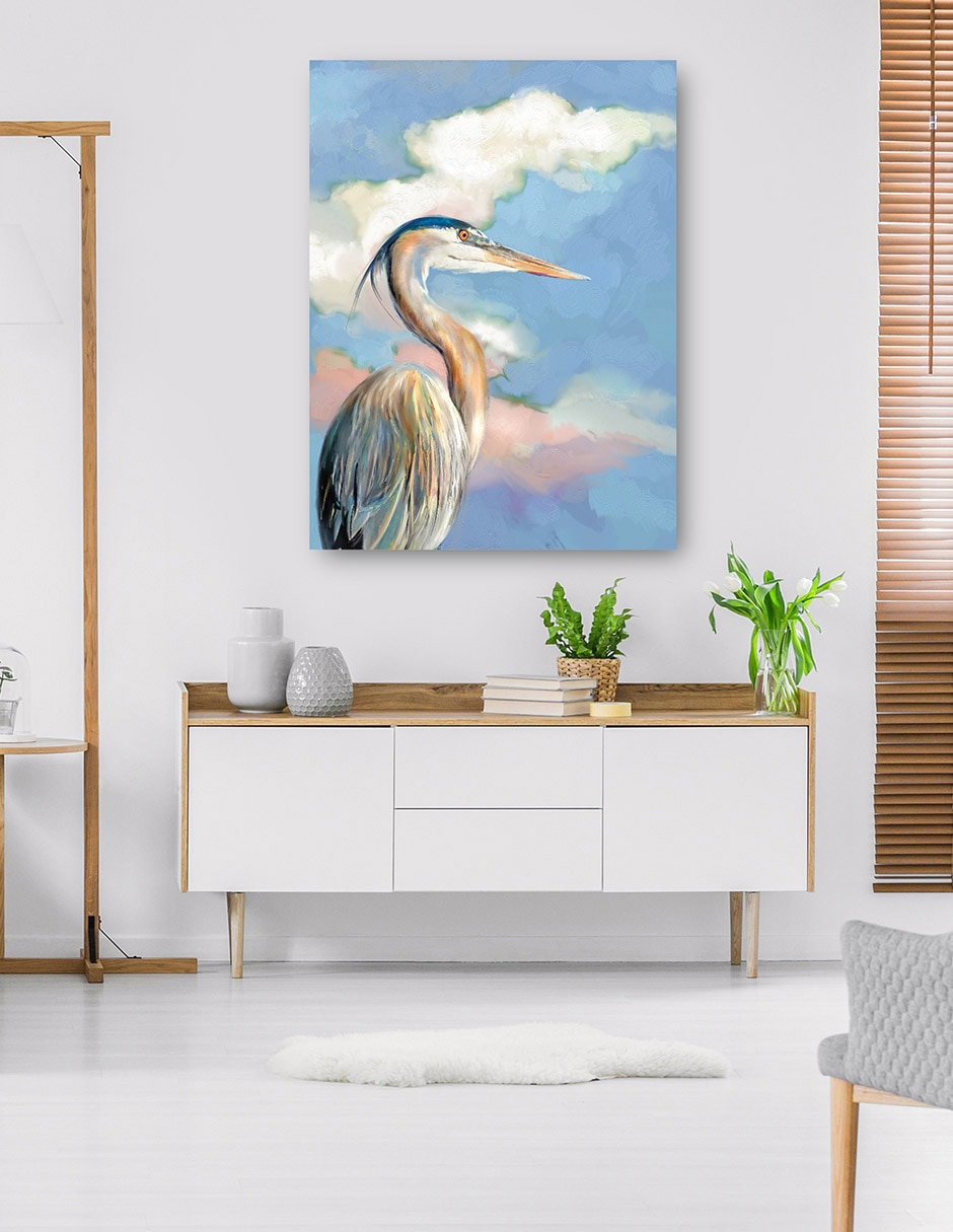 Cuadro decorativo Retrato De Garza técnica mixta Aves Silvestres 6