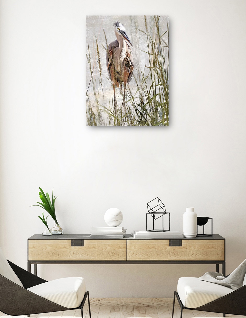 Cuadro decorativo Retrato De Garza Azul técnica mixta Aves Silvestres 3