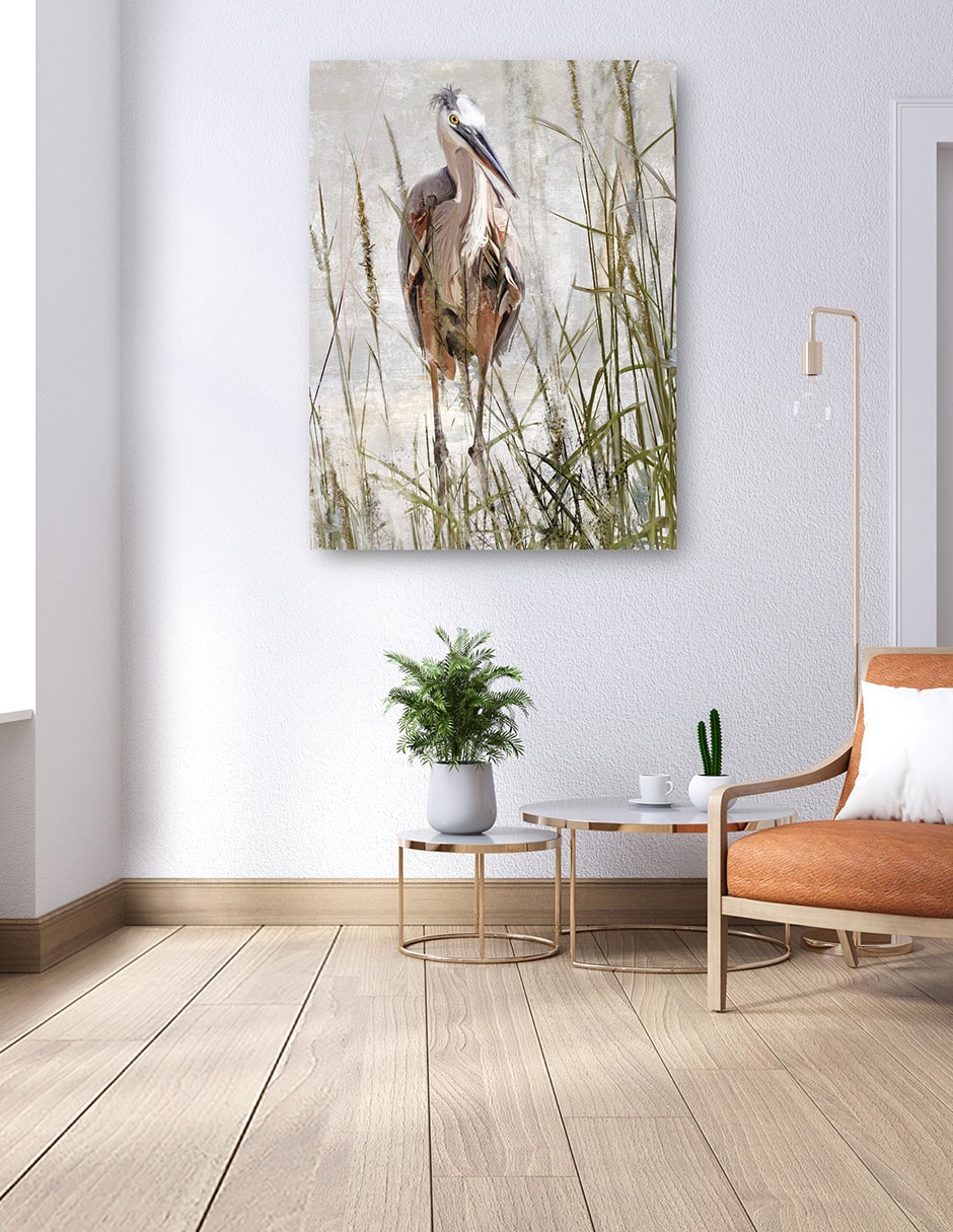 Cuadro decorativo Retrato De Garza Azul técnica mixta Aves Silvestres 6