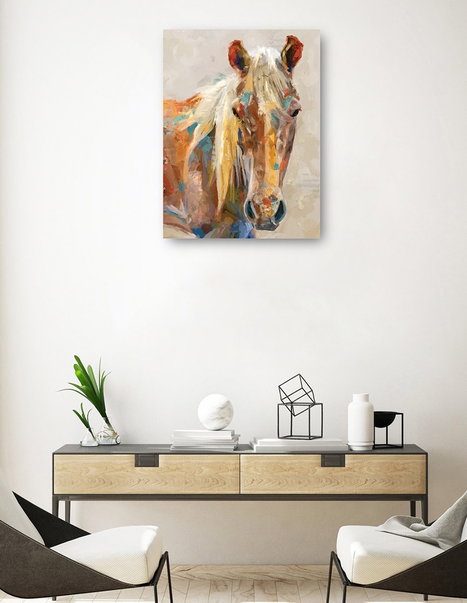 Cuadro decorativo Retrato Equino técnica mixta Animales Domésticos 3