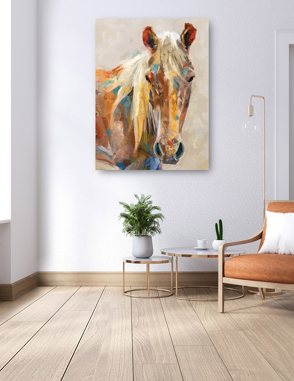 Cuadro decorativo Retrato Equino técnica mixta Animales Domésticos 6