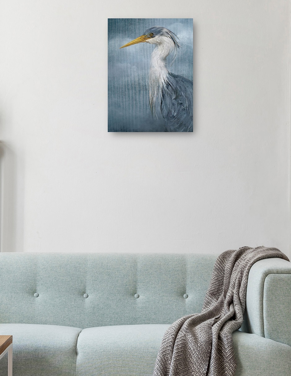 Cuadro decorativo Retrato Costero En Azul técnica mixta Aves Silvestres 2