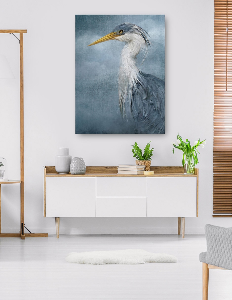 Cuadro decorativo Retrato Costero En Azul técnica mixta Aves Silvestres 6