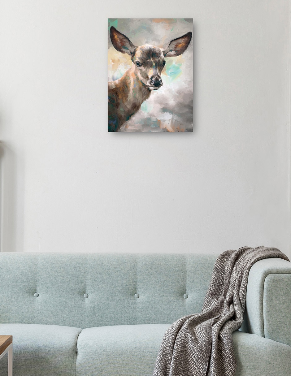 Cuadro decorativo Retrato De Ciervo técnica mixta Vida Silvestre 2