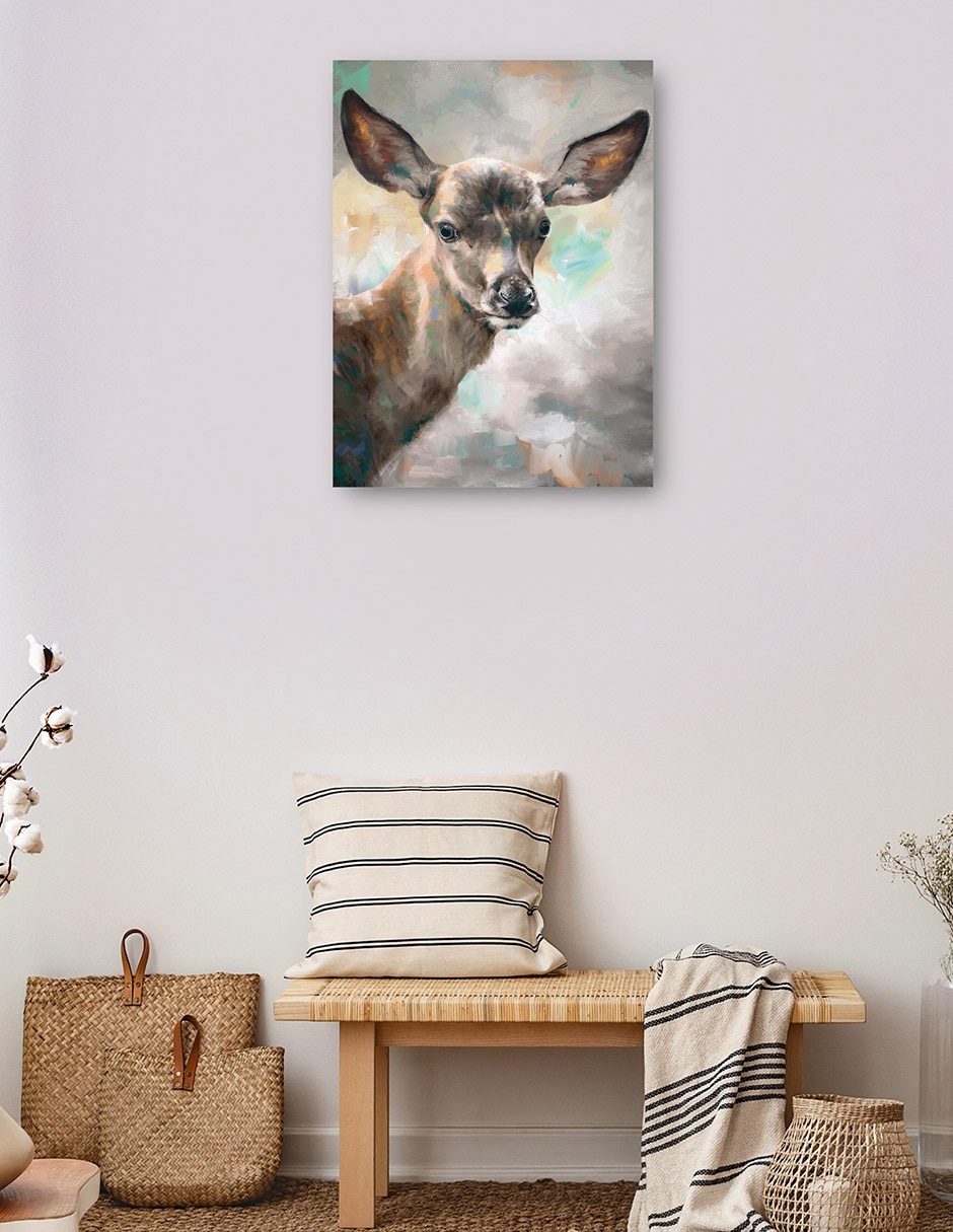 Cuadro decorativo Retrato De Ciervo técnica mixta Vida Silvestre 3