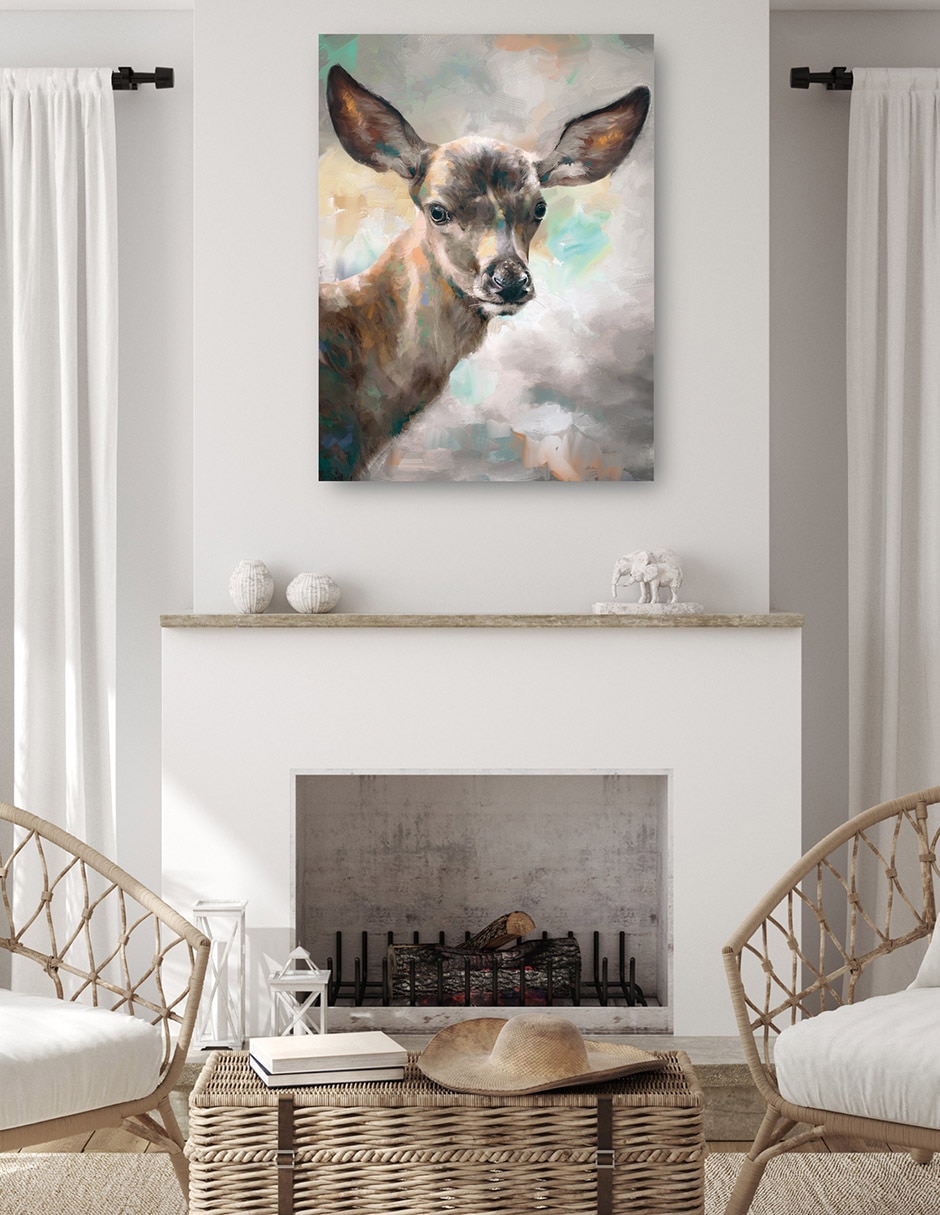 Cuadro decorativo Retrato De Ciervo técnica mixta Vida Silvestre 4