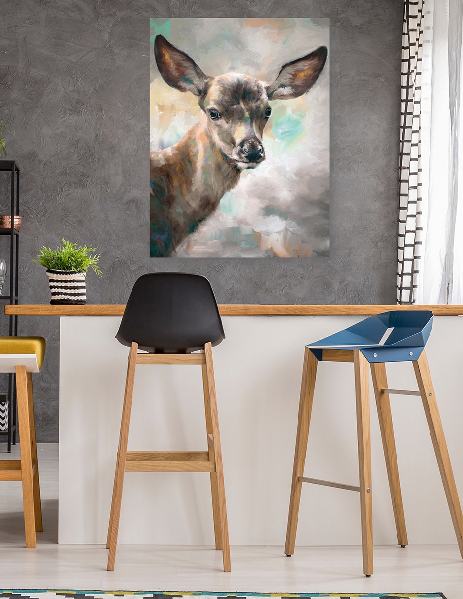 Cuadro decorativo Retrato De Ciervo técnica mixta Vida Silvestre 5