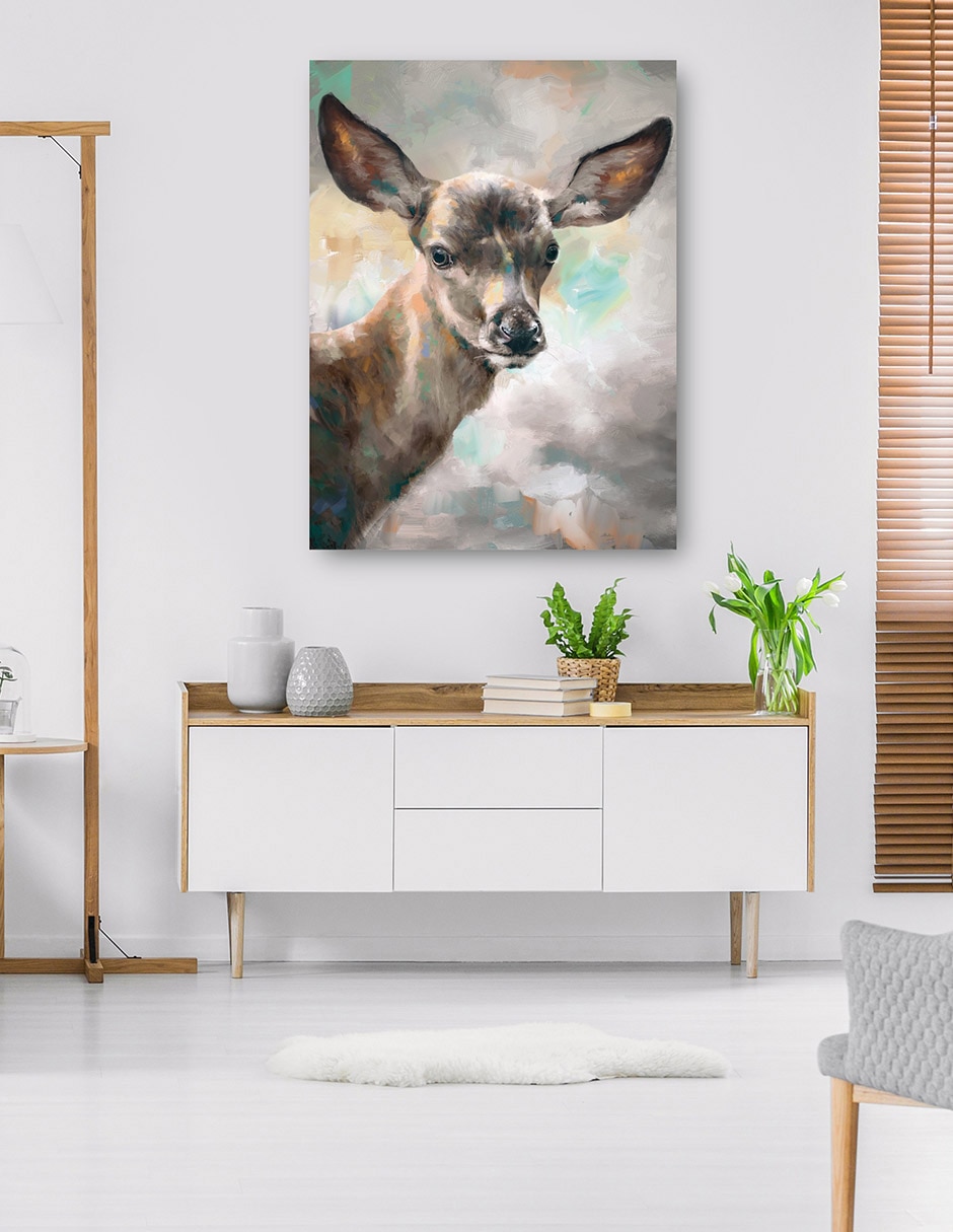 Cuadro decorativo Retrato De Ciervo técnica mixta Vida Silvestre 6
