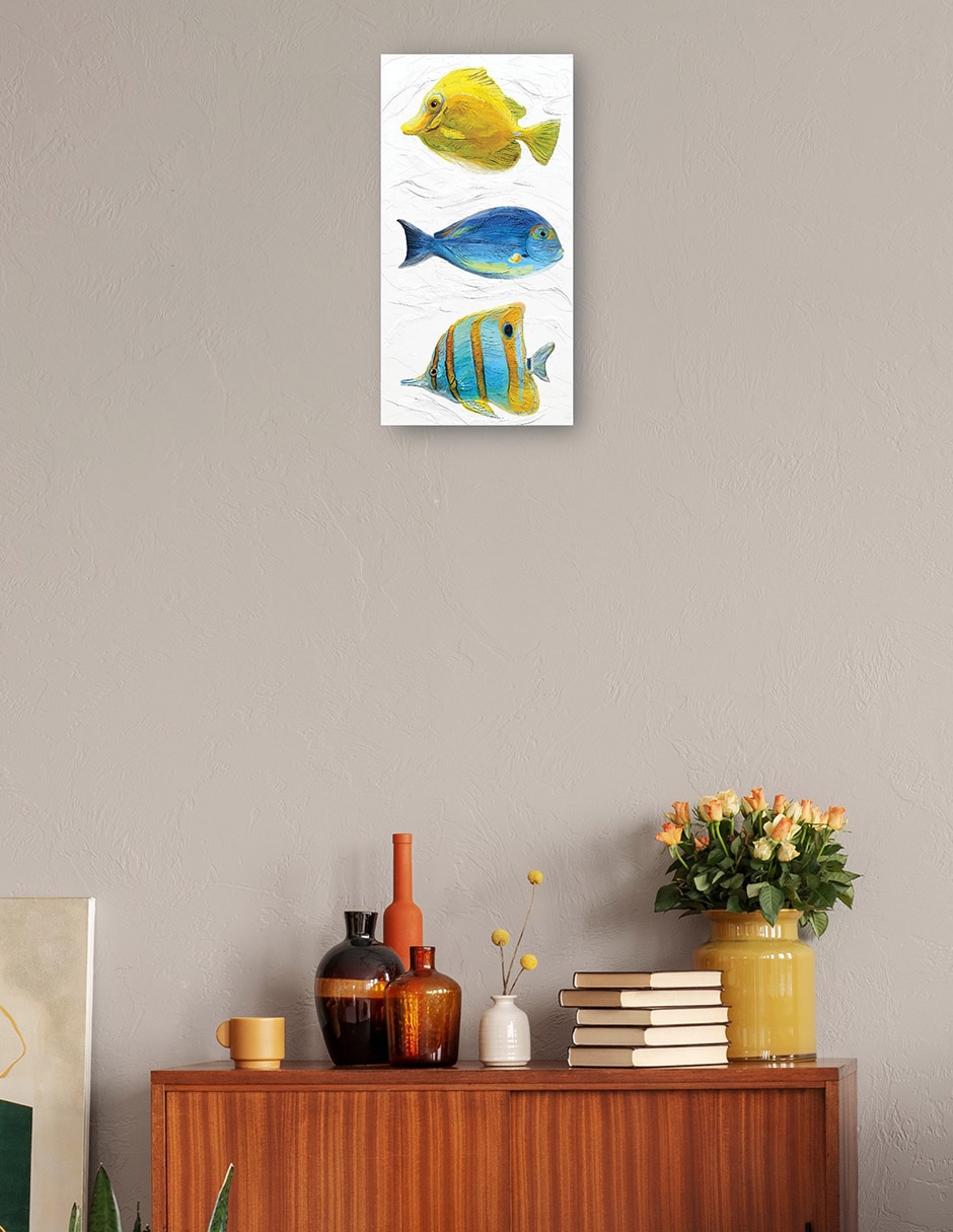 Cuadro decorativo Trío Tropical Ii técnica mixta Animales Marinos 3