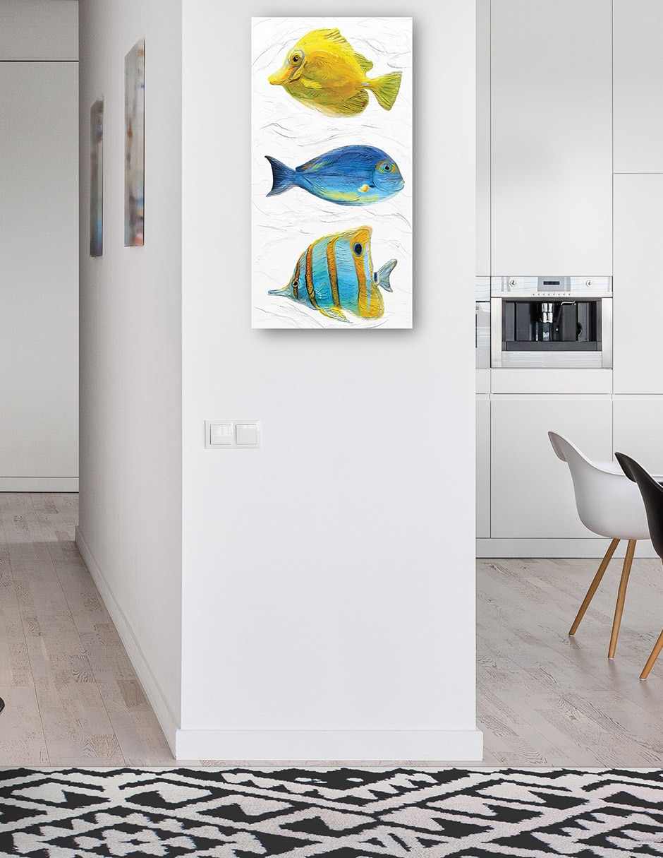 Cuadro decorativo Trío Tropical Ii técnica mixta Animales Marinos 4