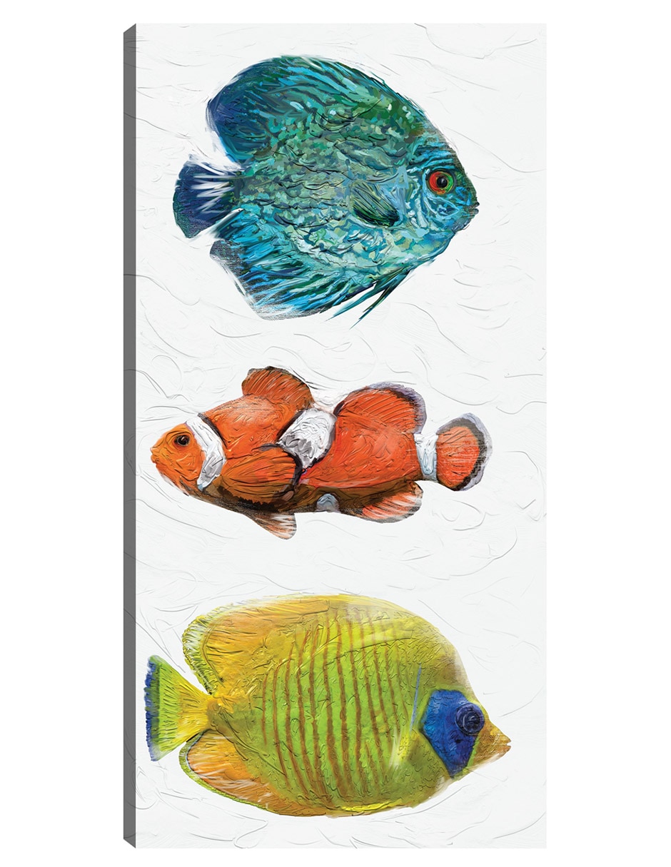 Cuadro decorativo Trío Tropical I técnica mixta Animales Marinos
