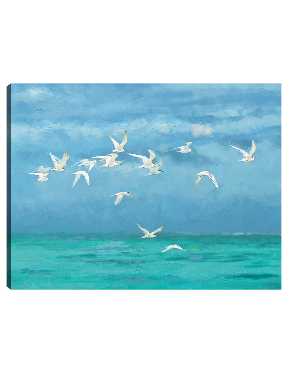 Cuadro decorativo Vuelo Costero técnica mixta Aves Silvestres