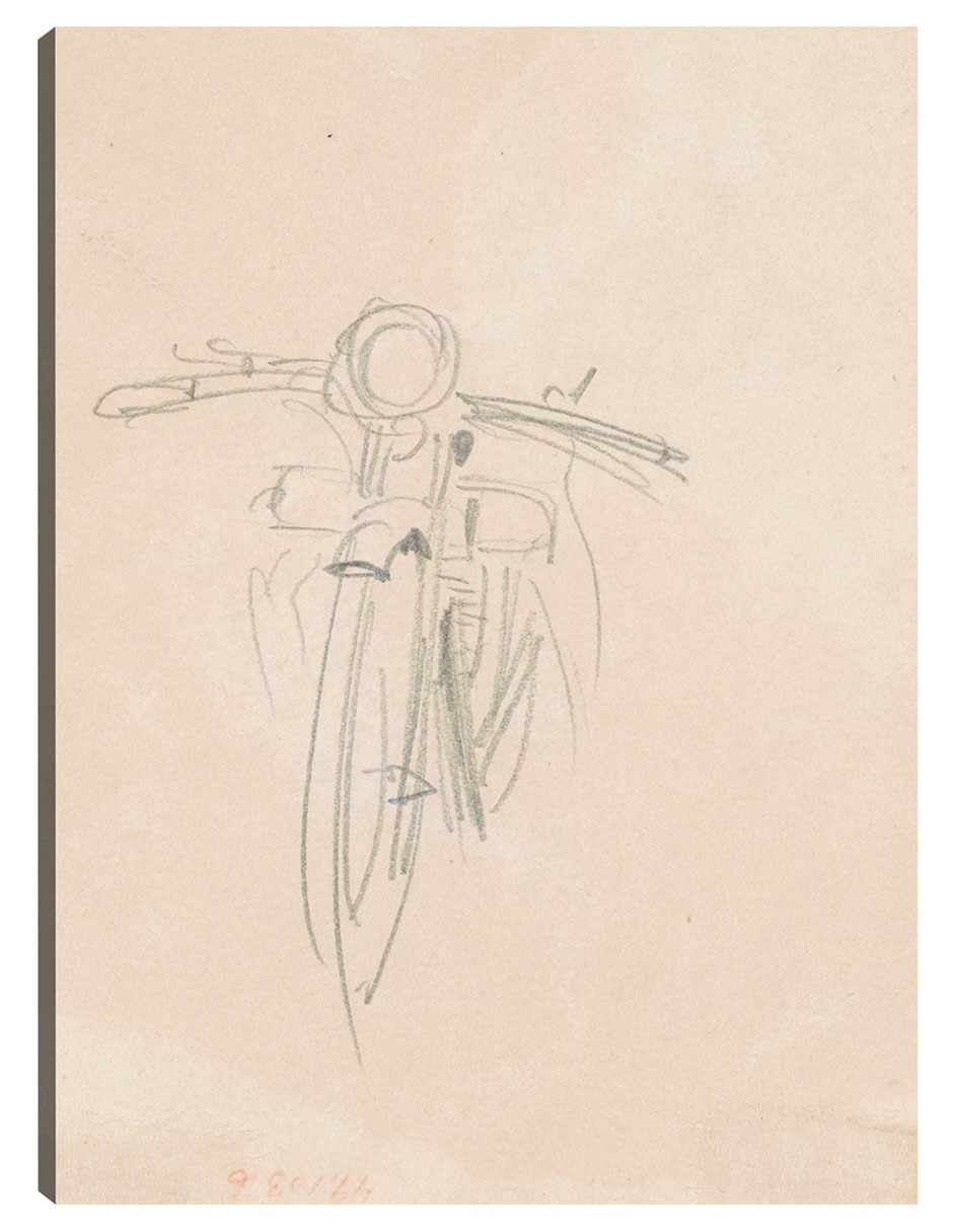 Cuadro decorativo Motocicleta (Verso) (1918) técnica mixta Bocetos Cuadro decorativo Motocicleta (Verso) (1918) técnica mixta Bocetos