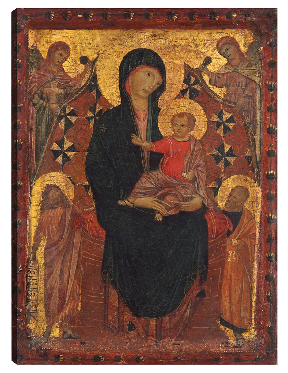 Cuadro decorativo La Virgen Y El Niño Con San Juan Bautista, San Pedro Y Dos Ángeles, C. 1290 técnica mixta Vírgenes