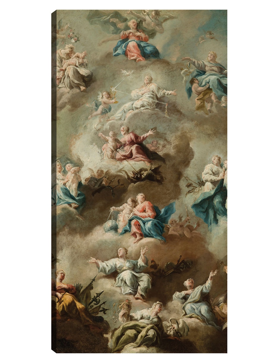 Cuadro decorativo Escena Religiosa Alegórica Con La Virgen María (Siglo Xviii) técnica mixta Ángeles Cuadro decorativo Escena Religiosa Alegórica Con La Virgen María (Siglo Xviii) técnica mixta Ángeles
