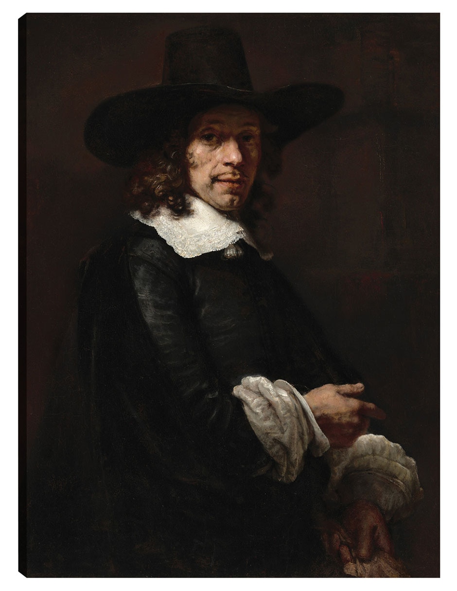 Cuadro decorativo Retrato De Un Caballero Con Sombrero Alto Y Guantes, C. 1656/165 técnica mixta Gente