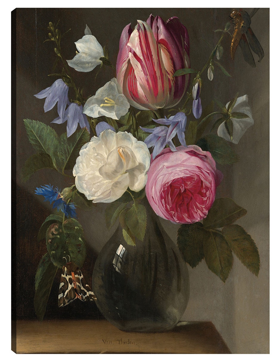 Cuadro decorativo Rosas y un tulipán en un jarrón de cristal, c. 1650/1660 técnica mixta Cuadros Jr Floreros