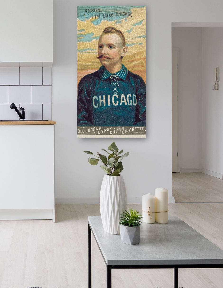 Cuadro decorativo Cap Anson, Medias Blancas De Chicago, Retrato De Tarjeta De Béisbol - Impresión En Lienzo técnica mixta Deportes 5