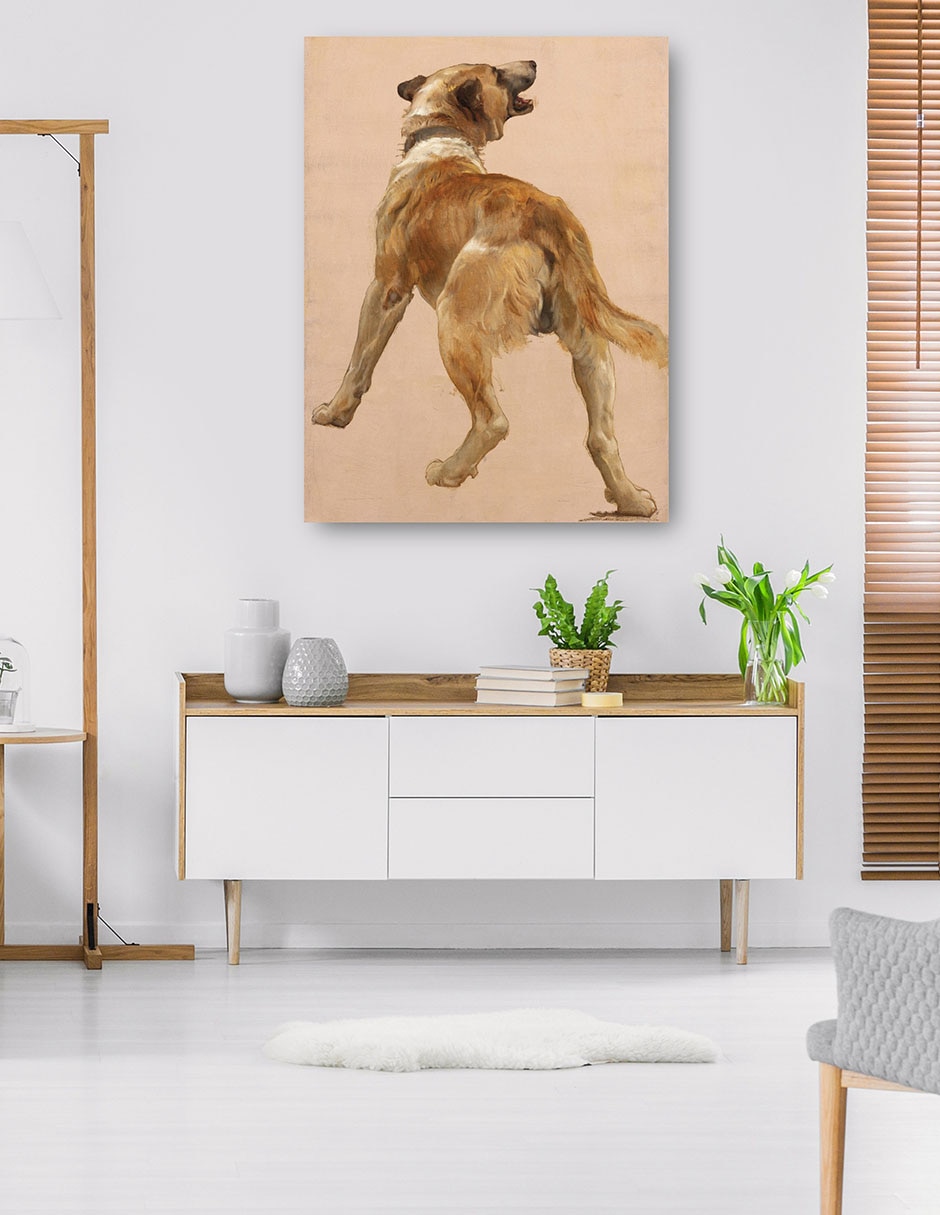 Cuadro decorativo Estudio Del Perro Guía Homѐre Et Son. - Impresión En Lienzo técnica mixta Animales Domésticos 5