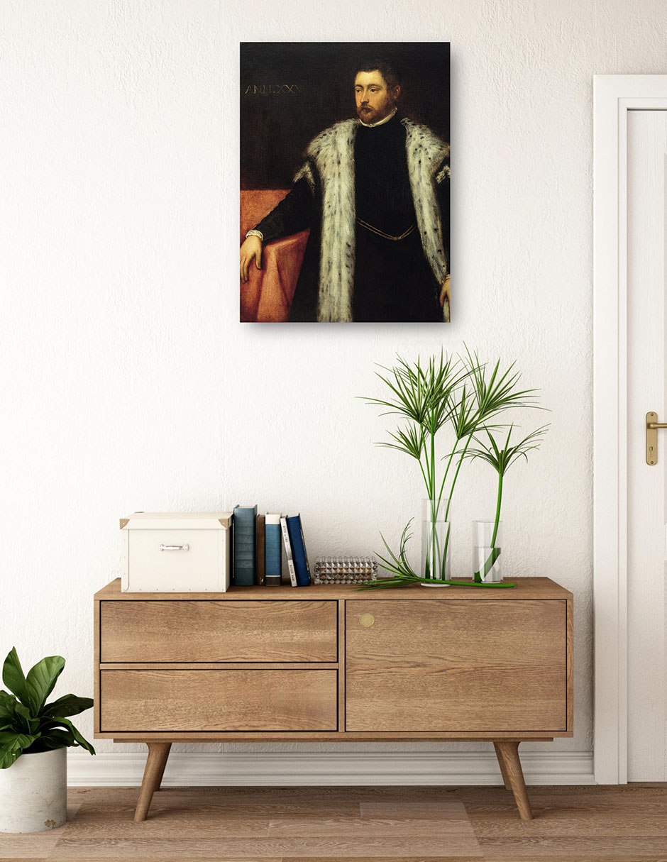 Cuadro decorativo Joven De Veinticinco Años Con Abrigo Forrado De Piel - Impresión En Lienzo técnica mixta Retratos 3
