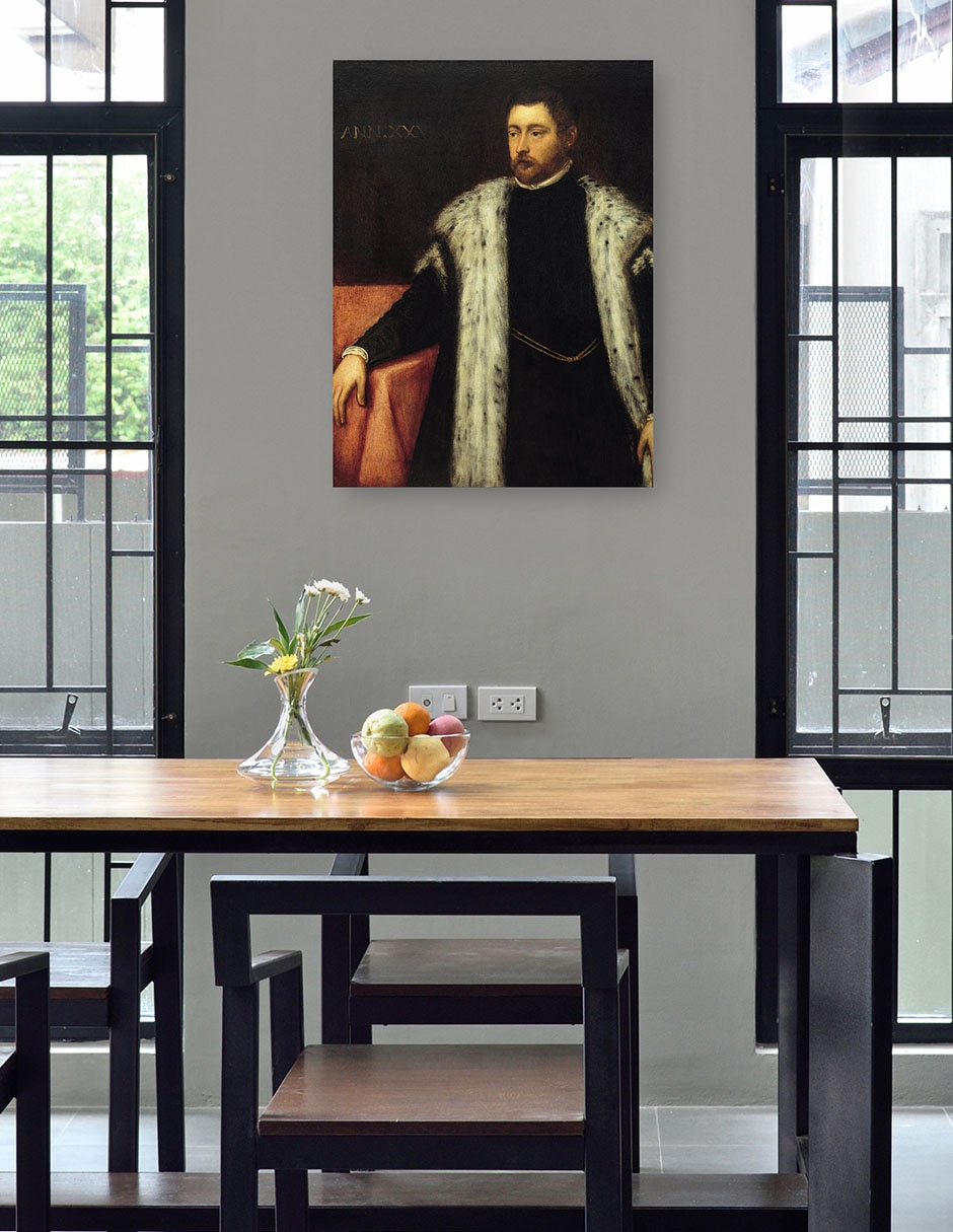 Cuadro decorativo Joven De Veinticinco Años Con Abrigo Forrado De Piel - Impresión En Lienzo técnica mixta Retratos 4