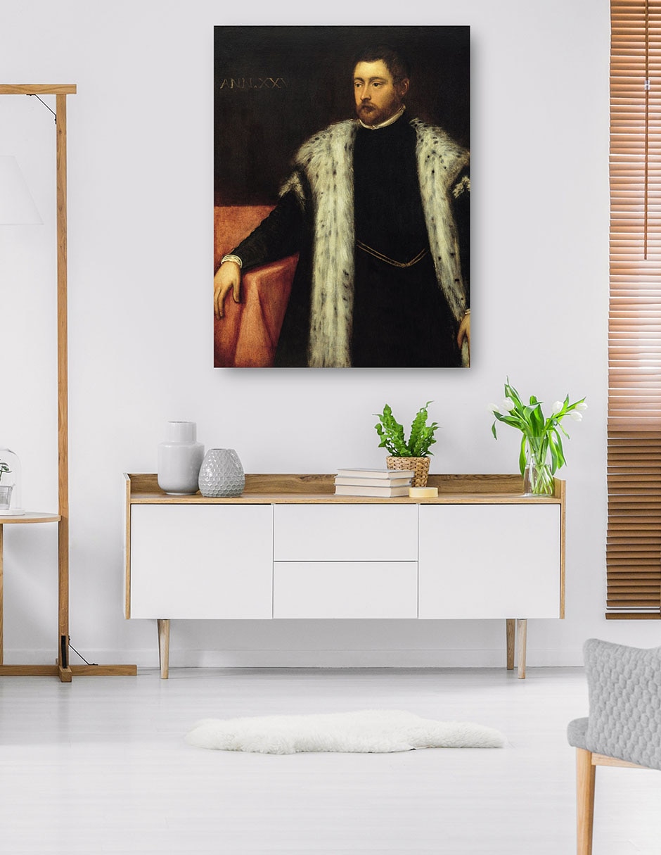 Cuadro decorativo Joven De Veinticinco Años Con Abrigo Forrado De Piel - Impresión En Lienzo técnica mixta Retratos 5