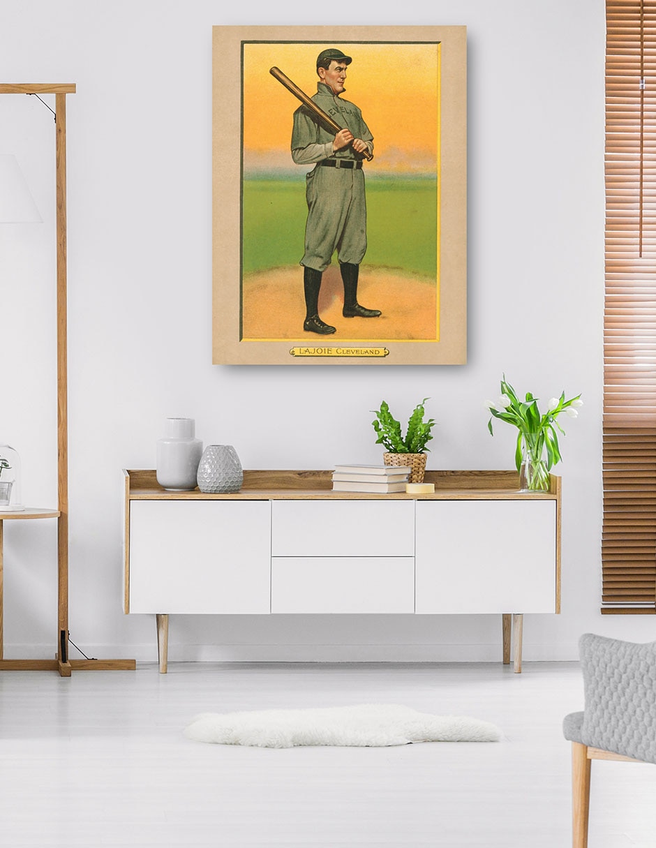 Cuadro decorativo Nap Lajoie, Cleveland Naps, Retrato De Tarjeta De Béisbol - Impresión En Lienzo técnica mixta Deportes 5