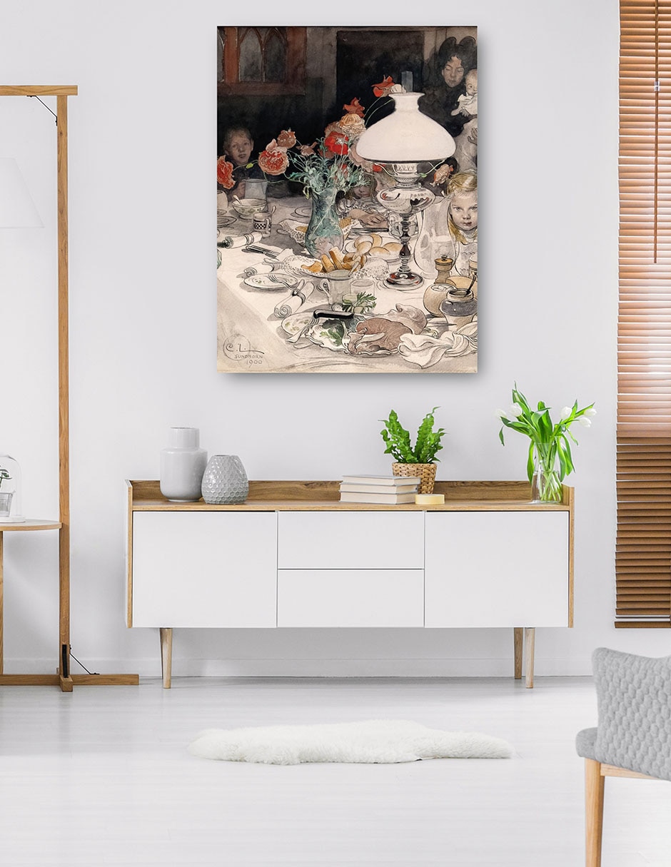 Cuadro decorativo Alrededor De La Lámpara Del Atardecer (1900) - Impresión En Lienzo técnica mixta Familia 5