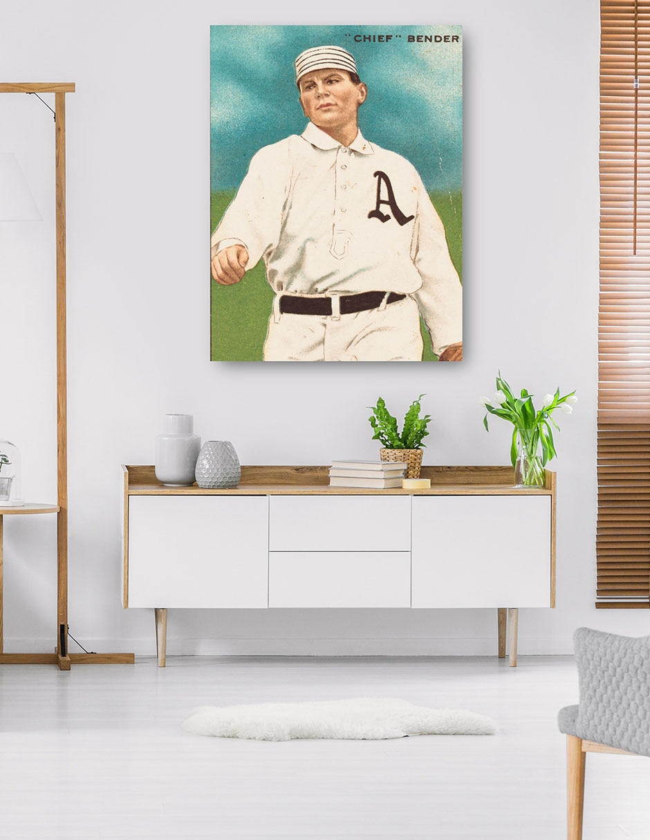 Cuadro decorativo Chief Bender, Philadelphia Athletics, Retrato De Tarjeta De Fútbol - Impresión En Lienzo técnica mixta Deportes 5