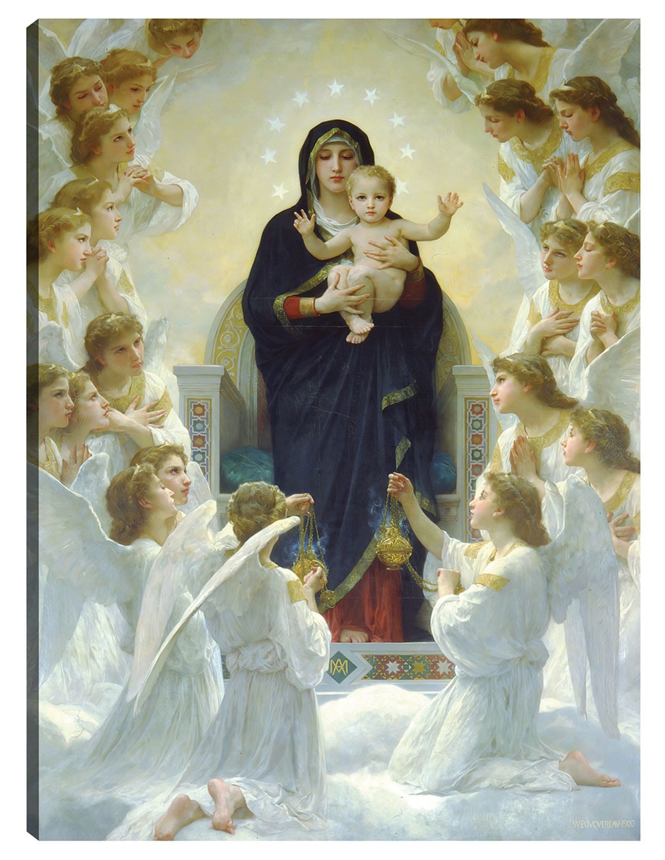 Cuadro decorativo La Virgen Con Los Ángeles (1900) - Impresión En Lienzo técnica mixta Vírgenes