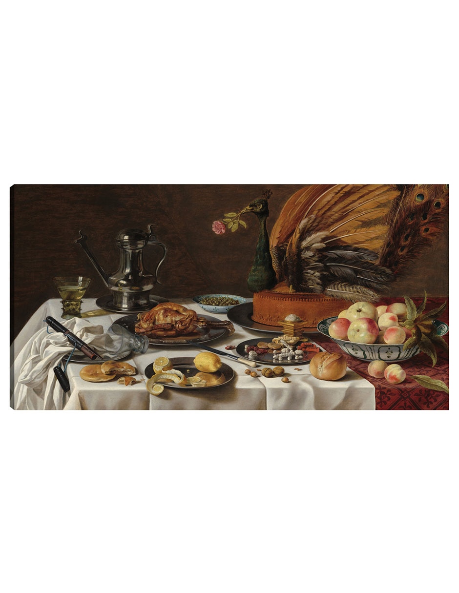 Cuadro decorativo Naturaleza Muerta Con Pastel De Pavo Real - Impresión En Lienzo técnica mixta Cómida