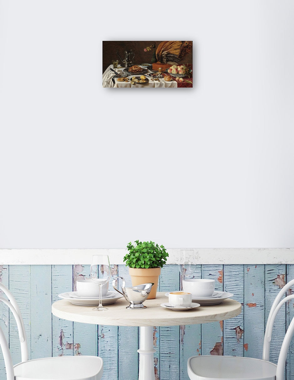 Cuadro decorativo Naturaleza Muerta Con Pastel De Pavo Real - Impresión En Lienzo técnica mixta Cómida 2