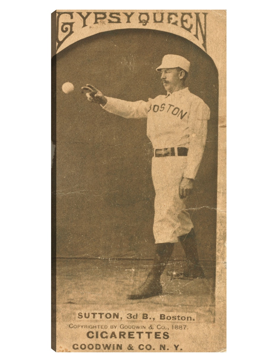 Cuadro decorativo Ezra Sutton, Boston Beaneaters, Retrato De Tarjeta De Béisbol - Impresión En Lienzo técnica mixta Deportes