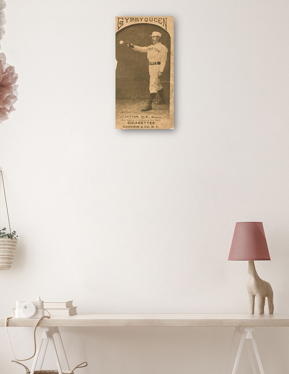 Cuadro decorativo Ezra Sutton, Boston Beaneaters, Retrato De Tarjeta De Béisbol - Impresión En Lienzo técnica mixta Deportes 3