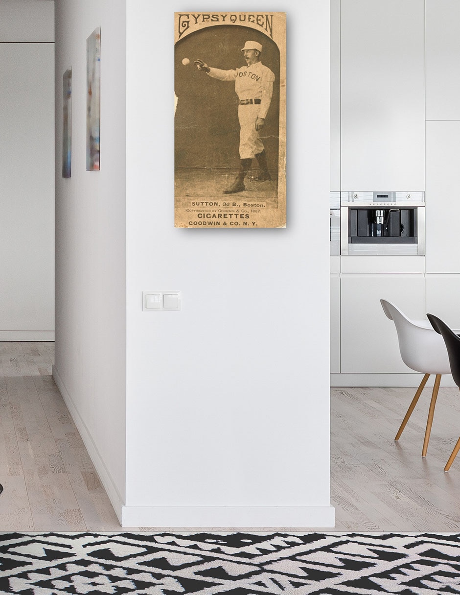 Cuadro decorativo Ezra Sutton, Boston Beaneaters, Retrato De Tarjeta De Béisbol - Impresión En Lienzo técnica mixta Deportes 4