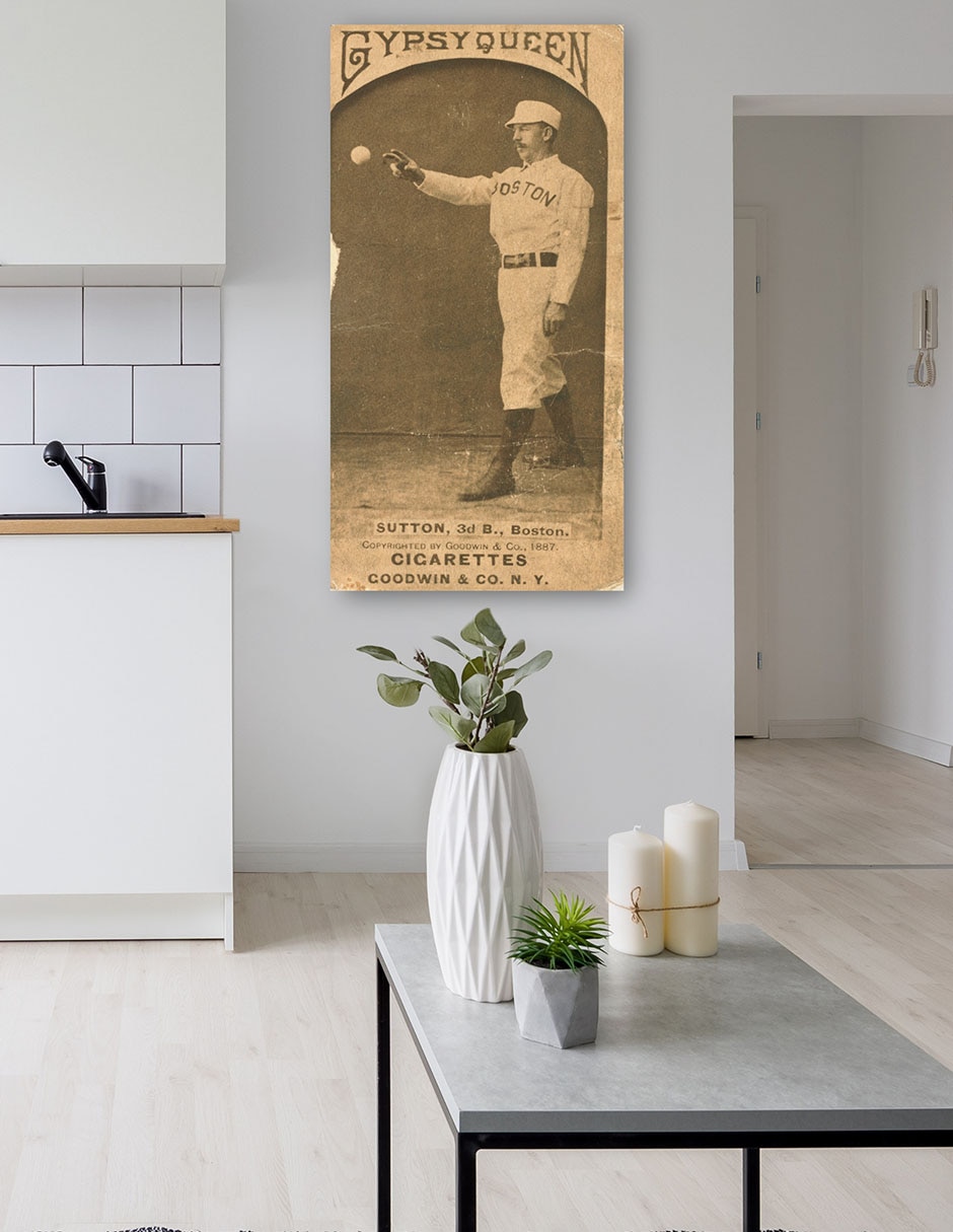 Cuadro decorativo Ezra Sutton, Boston Beaneaters, Retrato De Tarjeta De Béisbol - Impresión En Lienzo técnica mixta Deportes 5