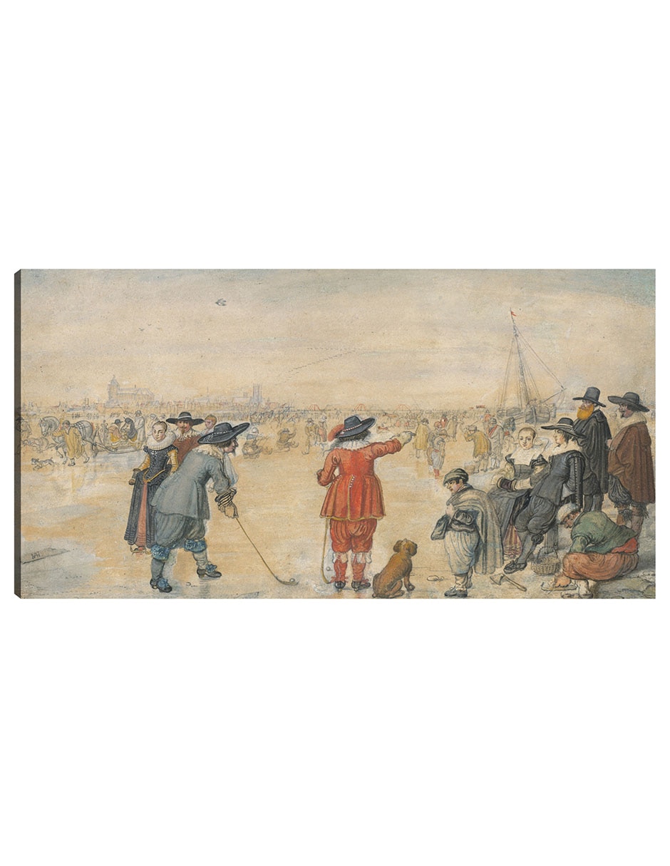 Cuadro decorativo Juegos De Invierno En El Río Helado Ijssel - Impresión En Lienzo técnica mixta Gente Cuadro decorativo Juegos De Invierno En El Río Helado Ijssel - Impresión En Lienzo técnica mixta Gente