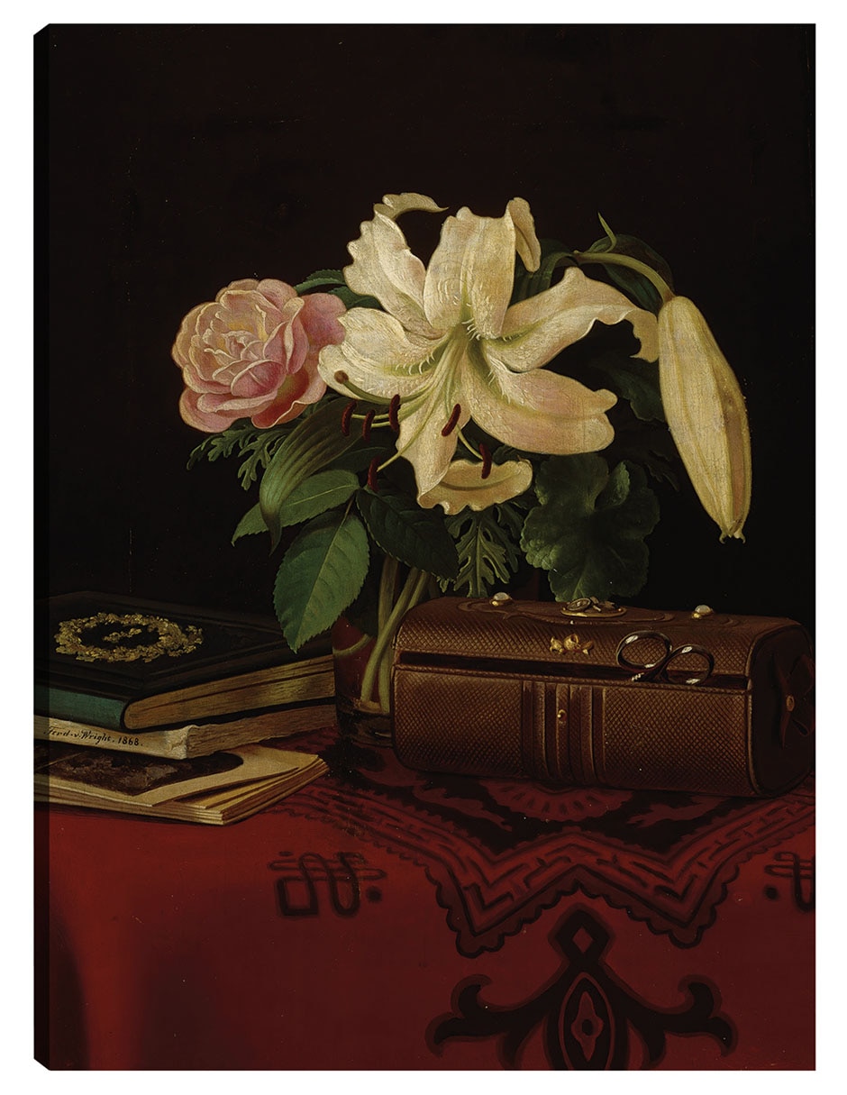 Cuadro decorativo Naturaleza Muerta Sobre La Mesa De Trabajo De Una Dama (1868) - Impresión En Lienzo técnica mixta Ramos