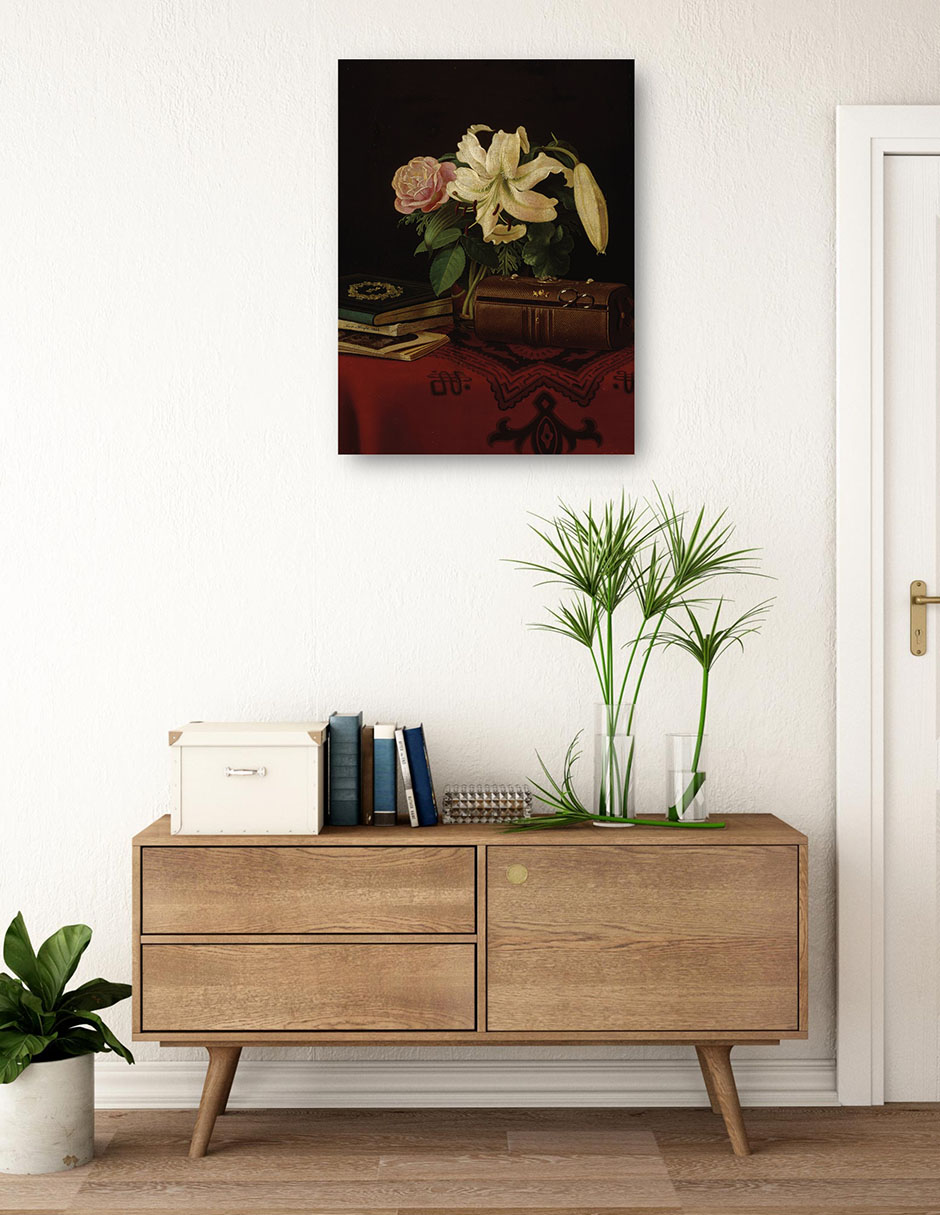 Cuadro decorativo Naturaleza Muerta Sobre La Mesa De Trabajo De Una Dama (1868) - Impresión En Lienzo técnica mixta Ramos 3