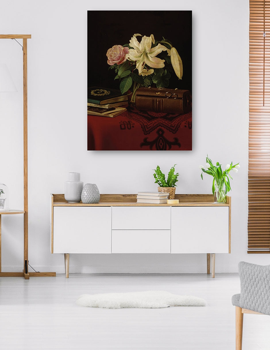Cuadro decorativo Naturaleza Muerta Sobre La Mesa De Trabajo De Una Dama (1868) - Impresión En Lienzo técnica mixta Ramos 5
