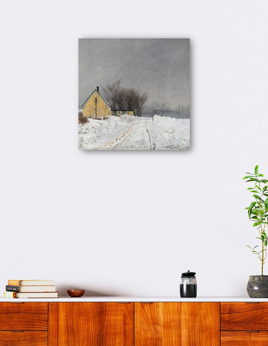 Cuadro decorativo Día De Invierno Brumoso. A La Izquierda Una Casa Amarilla. Nieve Profunda. (1910) - Impresión En Lienzo técnica mixta Inspiración 5