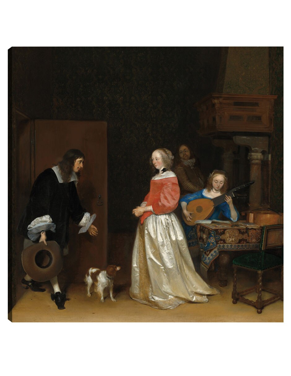 Cuadro decorativo La Visita Del Pretendiente, C. 1658 - Impresión En Lienzo técnica mixta Música Cuadro decorativo La Visita Del Pretendiente, C. 1658 - Impresión En Lienzo técnica mixta Música