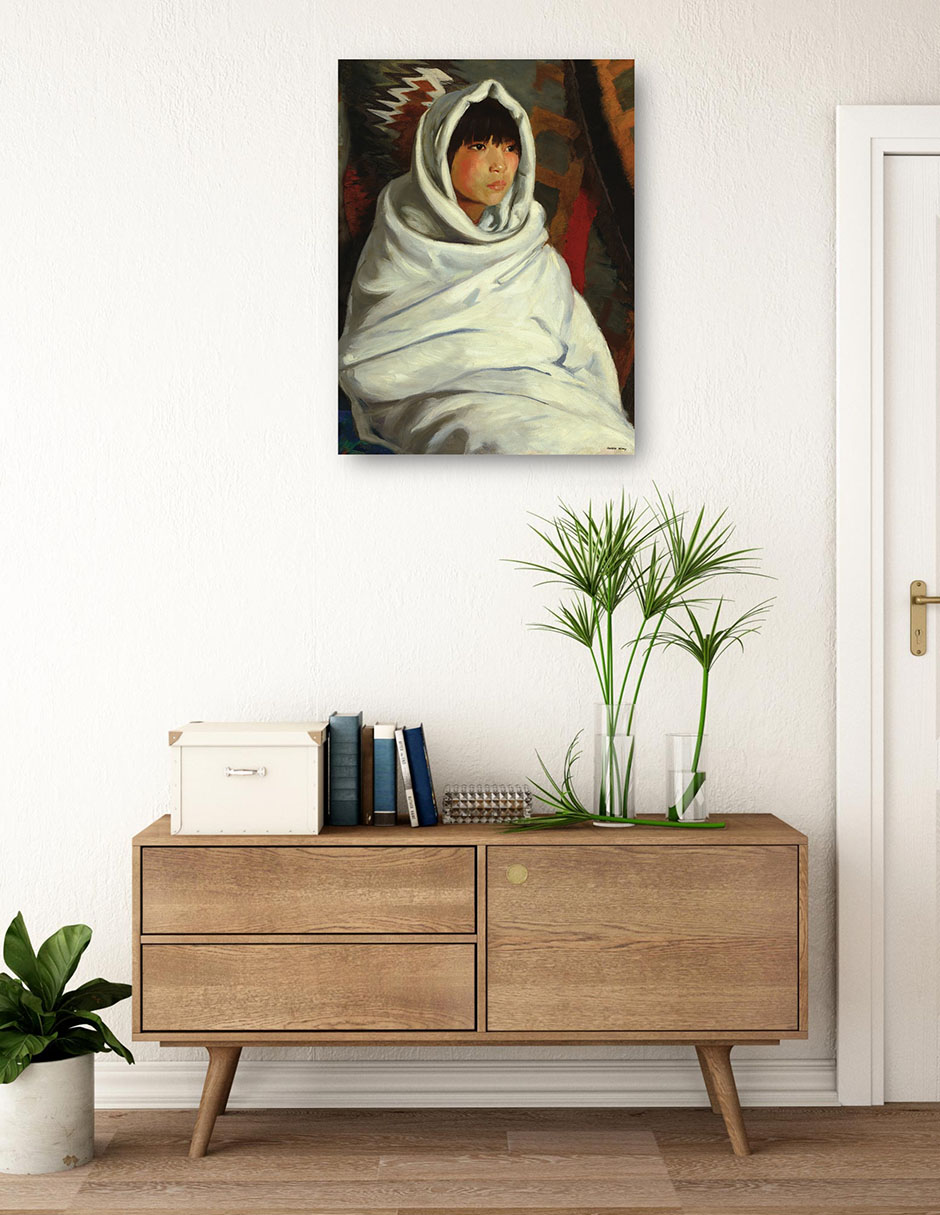 Cuadro decorativo Niña India En Manta Blanca - Impresión En Lienzo técnica mixta Retratos 3