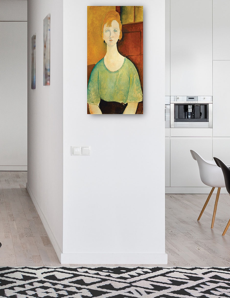 Cuadro decorativo Chica Con Una Blusa Verde - Impresión En Lienzo técnica mixta Retratos 4