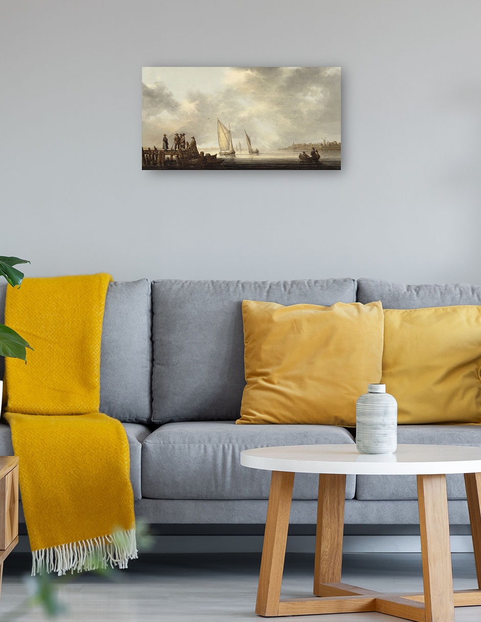 Cuadro decorativo Un Muelle Con Vistas A Dordrecht, Principios De La Década De 1640 - Impresión En Lienzo técnica mixta Paisajes 4